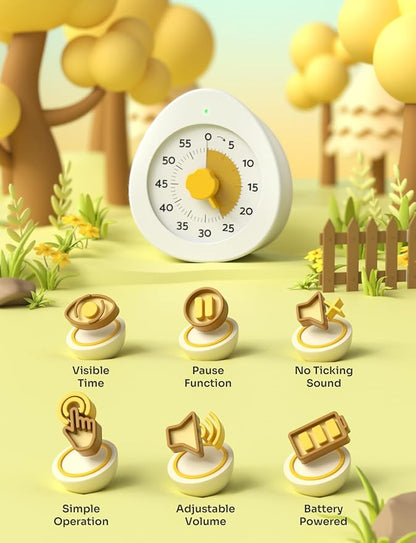 LIORQUE Visual Timer for Kids, 60-Minute Countdown Kitchen Timers for Cooking