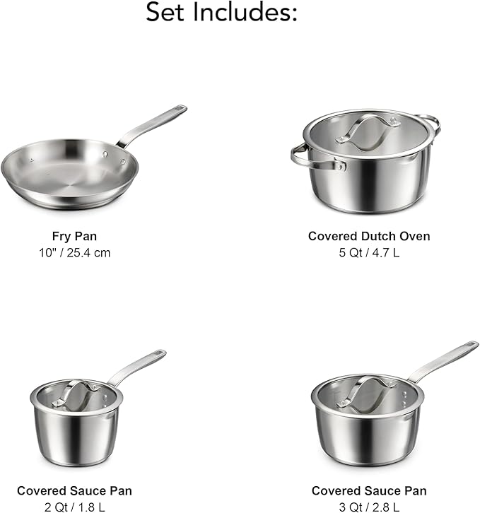 Tramontina Tempo Tri-Ply Base Stainless Steel 7-Piece Cookware Set