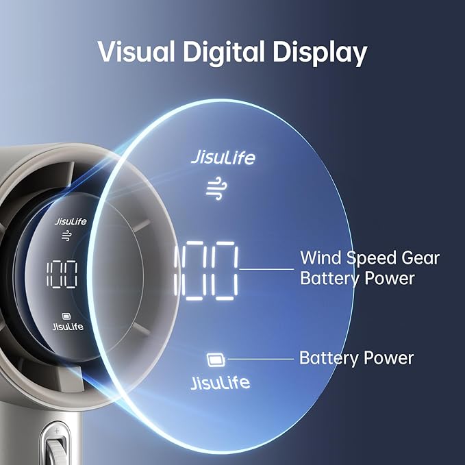 JISULIFE Handheld Fan Pro Series - Extreme Cooling Output: 1-100 Speed Scroll Wheel, Metal Body, Digital Display, 1.5H Fast Charge, 5000mAh-Portable Fan for Travel Outdoor, Gifts for Women Men(Brown)