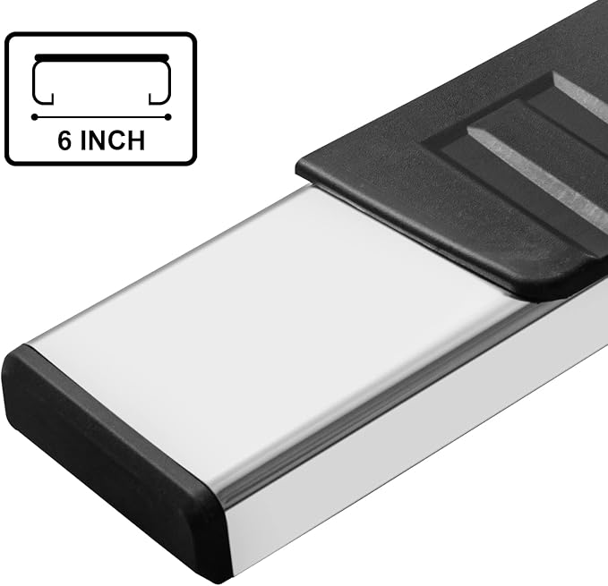 6 Inch Side Steps Running Boards; Compatible with 2019-2026 Chevy Silverado/GMC Sierra 1500, 2500, 3500 Regular/Standard/Single Cab Truck; Stainless Steel, Plastic; OE Style