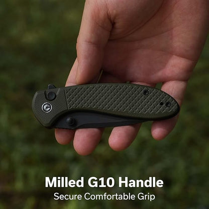 CIVIVI Faeger Pocket Folding Knife for EDC, 2.98" Swedish 14C28N Blade G10 Handle, Reversible Clip for Men Women Outdoor Carry C24031-2 (OD Green)