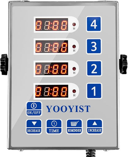 Kitchen Timers for Cooking – 4 Channel Commercial Kitchen Timer Restaurant Kitchen Supplies – Stainless Steel LED Technology Kitchen Timer Digital – Reminder Function, Loud Alarm, Silver