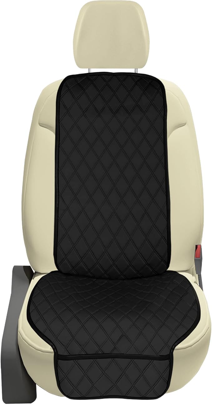 FH Group Car Seat Cushion – Neosupreme Single Front Seat Cover with Front Pockets, Airbag Compatible, Universal Fit Car Seat Cushion for Driver or Passenger Seat, SUV, Truck, Sedan & Van – Black