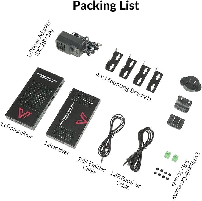AV Access HDBaseT 4K HDMI Extender Over Cat5e/6/6a/7 4K@60Hz 130ft, 1080P@60Hz