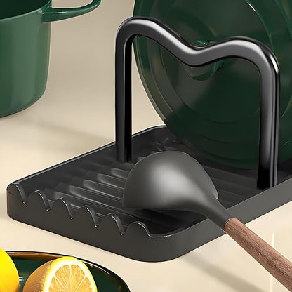 Spoon Rest with Lid Holder, Stainless Steel Lid Holder While Cooking &