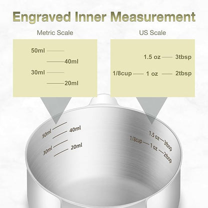 2PCS 1/4Cup Single Measuring Cup, Etched Inner Scale Stainless Steel Measure