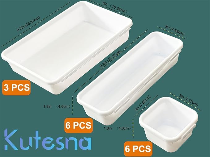 Kutesna 15 PCS Interlocking Desk Drawer Organizer Separator