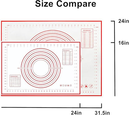 Large 24" x 16" Silicone Baking Mat | Non-Slip Pastry & Dough Mat