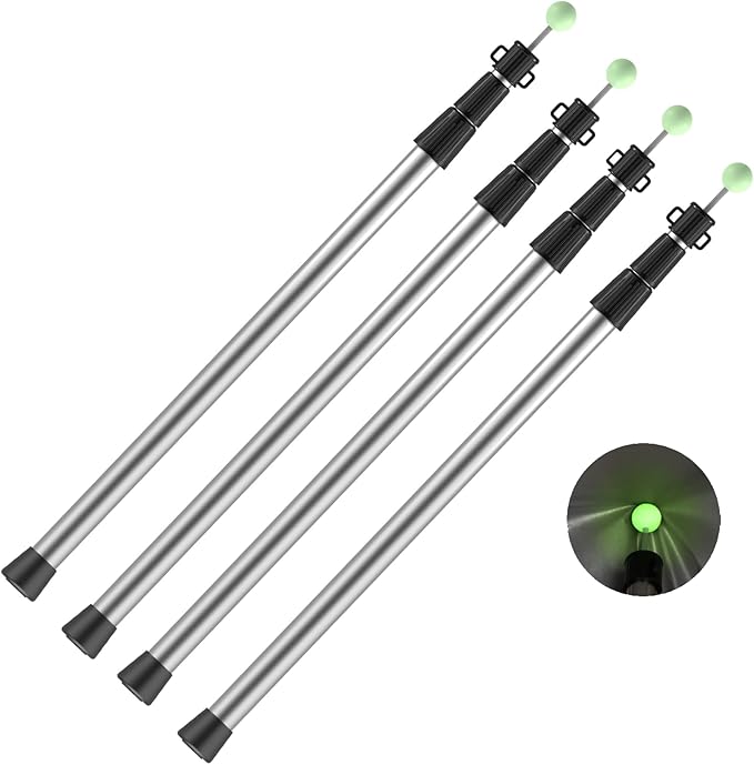 SANLIKE Tarp Poles Telescoping Tent Poles, 96" Aluminum Canopy Poles Extendable Pole for Awning Shelter Camping Backpacking Hiking Picnic, Set of 4, Silver