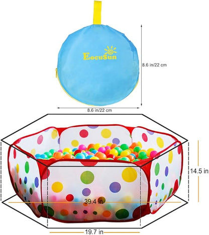 EocuSun Kids Ball Pit Large Pop Up Toddler Ball Pits Tent for Toddlers Girls Boys for Indoor Outdoor Baby Playpen w/Zipper Storage Bag, Balls Not Included (ARed)