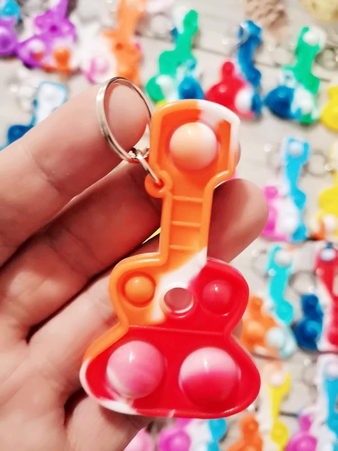 (Students Birthday Gifts and Party Favors) 30 Packs Guitar Bulk Mini Pop for Adult Kids,Cool Shape Sensory Small Bubble Fidget Classroom Supplies