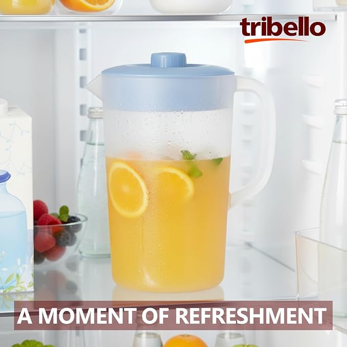 Tribello 1 Gallon Pitcher with Lid, Freezer/Dishwasher Safe, and BPA Free