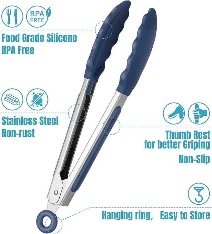 Hotec Mini Silicone Kitchen Tongs