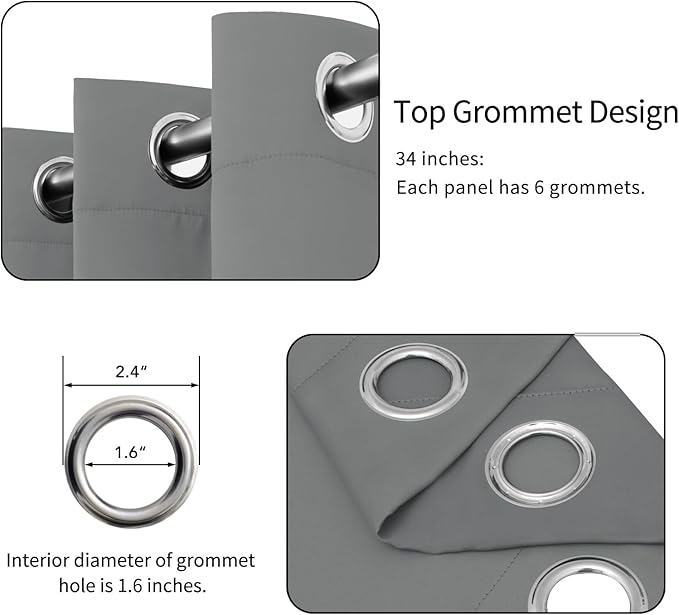 Easy-Going Blackout Curtains for Bedroom, Solid Thermal Insulated Grommet and