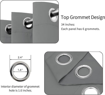 Easy-Going Blackout Curtains for Bedroom, Solid Thermal Insulated Grommet and