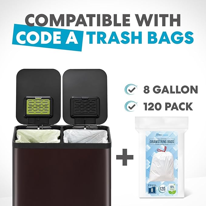 Simpli-Magic 60 Liter / 16 Gallon Rectangular Hands-Free Dual Compartment