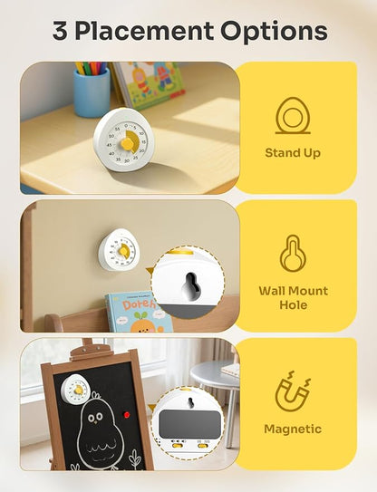 LIORQUE Visual Timer for Kids, 60-Minute Countdown Kitchen Timers for Cooking