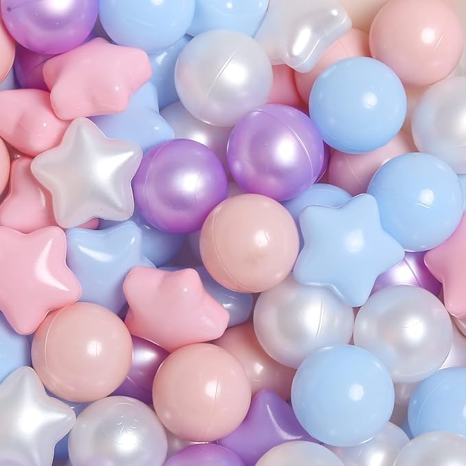 GOGOSO Ball Pit Balls for Toddlers Phthalate-Free BPA-Free Non-Toxic Crush Proof Soft Plastic Play Balls Baby Kids Shape Tent Pool Playhouse Playpen Party Decor, Pink Blue Purple White,200PCS