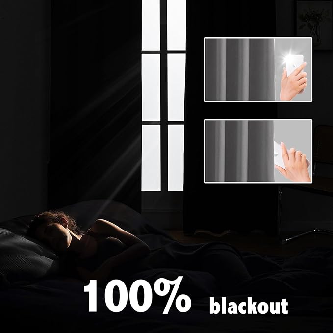 Anytime 100% Blackout Curtain 2 Panels Set, Thermal Insulated Window Drapes