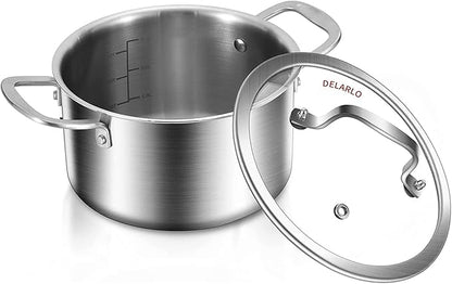 DELARLO Whole Body Tri-ply Stainless Steel Stock Pot