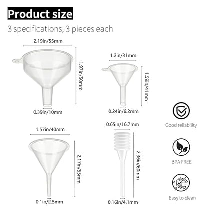 9 Pack Small Funnel Kit 3 Sizes
