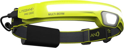 LED Headlamp, Liteband PRO 1500 Lumen Super Bright Head Lamp, Rechargeable Powerful Battery Powered Tactical Headlamps, Camping, Running, Hard Hat Light, Best Rated Forehead Flashlight, Yellow
