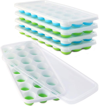 Ice Cube Trays with Lids BPA Free, 4 Pack Easy Release Silicone Ice Cube Trays