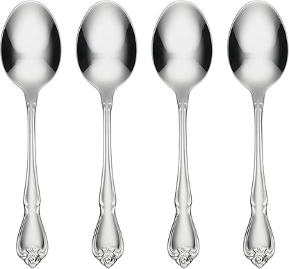 Oneida B552004C True Rose Everyday Flatware Dinner Spoons, Set Of 4, 6.75" L x 1.6" W