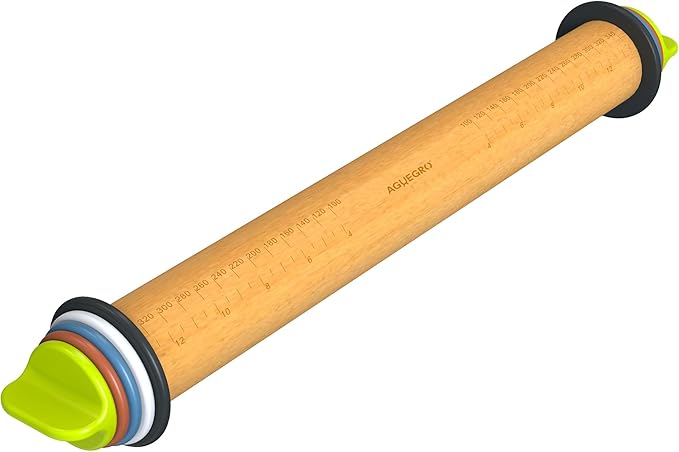 Rolling Pin with Adjustable Thickness Ring, Dough Thickness