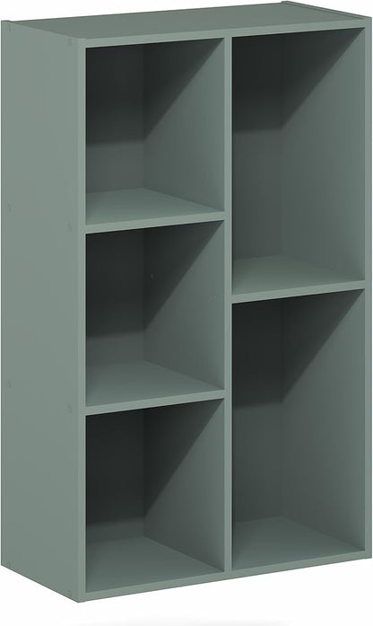 Furinno LUDER Book Shelf, 5-Cube Bookshelf, Reversible Bookcase, 9.4 x 19.5 x