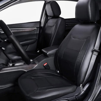 Flying Banner car seat Covers Protects Water Proof Faux Leather Carbon Fiber Front and Rear Bench (Black, Full Set - 8PCS)