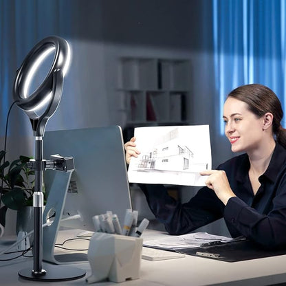 8 inch Desk Ring Light with Stand, Adjustable Computer Circle Light