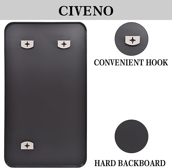 Black Bathroom Mirror, 66x30 inch Aluminum Metal Frame Rectangular Vanity Mirror