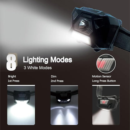 KunHe Pack 2 Red Light LED Headlamps Flashlights Headlight Bright Head Lamp for Adults Night Vision and Outdoor Camping