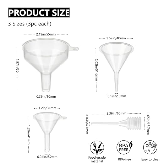 9 Pack Small Funnel Kit 3 Sizes