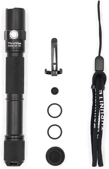 ThruNite 2PCS Archer 2A V3 Cool White LED Flashlight 500 Lumens, Mini AA Flashlight with Lanyard, IPX8 Water-Resistant Dual Switch Outdoor Flash Light - CW