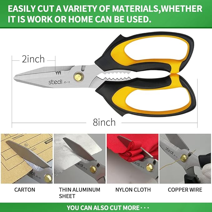 Stedi Scissors Heavy Duty 8-Inch, Sharp Stainless Steel Shears