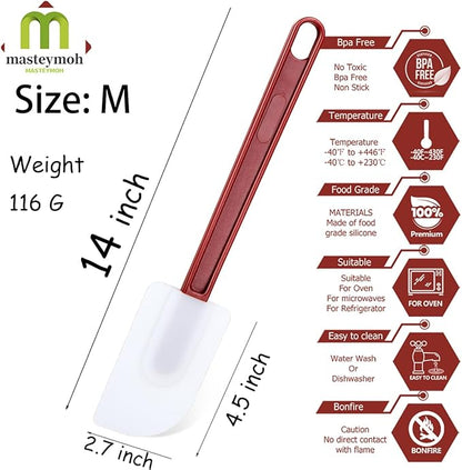 Commercial Grade Silicone Rubber Spatula Set, High Heat Spatula Scrapers 14 Inches, Commercial Spatula for Cooking, Rubber Spatula Set Resistant to 500℉ (2 Scrapers 14"/M)
