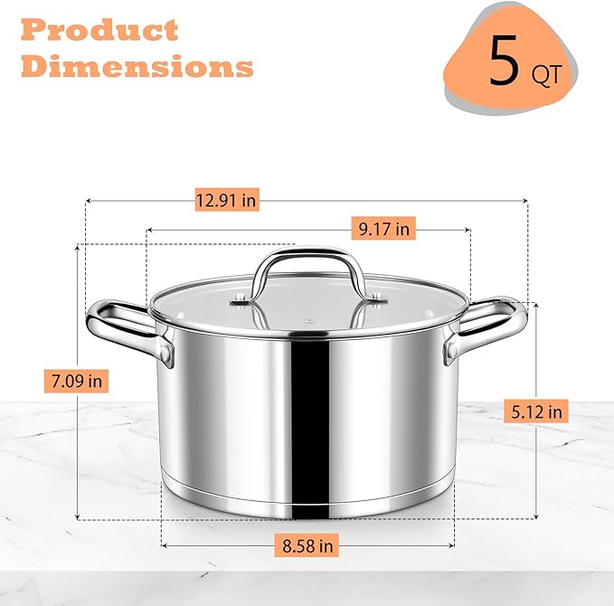 P&P CHEF 5 Quarts Cooking Stock Pot