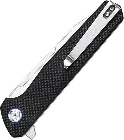 Sitivien ST135 Folding Knife,D2 Steel Blade G10 Handle Outdoor EDC Knife for Hunting Fishing Camping(Black)