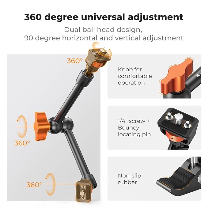 K&F CONCEPT 11" Magic Arm Clamp Kit