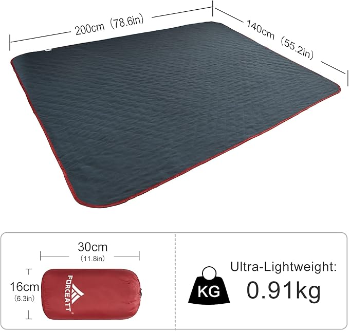Forceatt Camping Blanket, 79" X 57" Large Outdoor Blanket, Sandproof, Waterproof for Outdoor Festivals, Beaches, Picnics, Stadium，Camping, Parks, Hiking, Travel, Family Suitable for 4 Seasons.