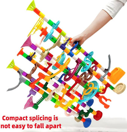 Marble Run Marble Maze Race Track with Glowing Marbles for Kids Ages 3-4-8-10 Sturdy Building Toys Kids Games Amazing Fun Gifts (Super)