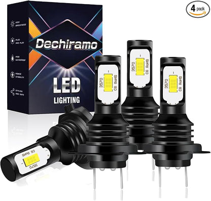 Compatible For Volkswagen Jetta Sedan 4-Door 2006-2019 Hi/Lo Beam bulbs,H7 High Low Beam white light,18000LM 500% Brighter,Turn signal bulbs(Pack of 4)