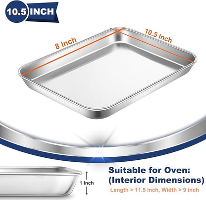 P&P CHEF 10.5 Inch Baking Cookie Sheet, Oven Pan Tray Stainless Steel Sheet Pan