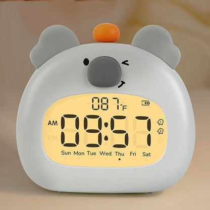 Koala Alarm Clock with Night Light for Kids – Cute Digital Sleep Trainer with LED Display, 3 Alarms, Countdown Timer, Adjustable Brightness – Rechargeable Bedside Clock for Boys and Girls