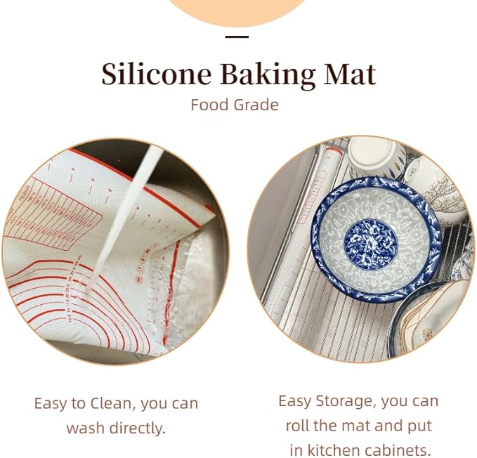 Large 24" x 16" Silicone Baking Mat | Non-Slip Pastry & Dough Mat
