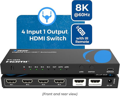 OREI 4-Port eARC 8K Audio Extractor 4x1 Switch