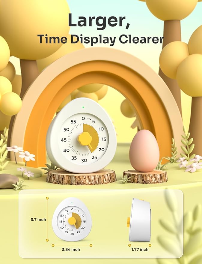 LIORQUE Visual Timer for Kids, 60-Minute Countdown Kitchen Timers for Cooking