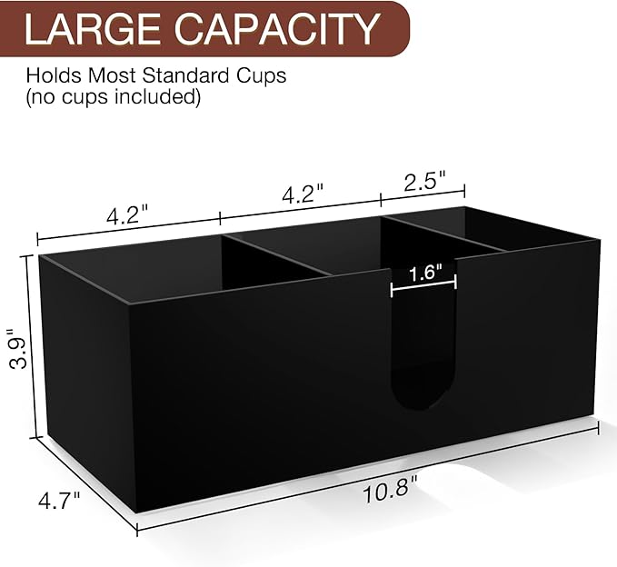 Acrylic Coffee Cup Holder for Countertop, 3 Slots Acrylic Coffee Bar
